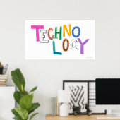 Poster Technologie moderne mot art technique geek amusant (Bureau à domicile)