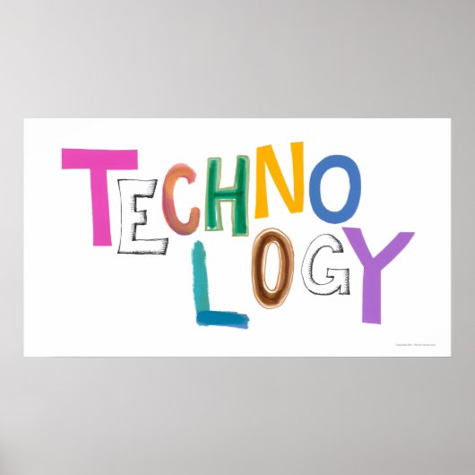 Poster Technologie moderne mot art technique geek amusant (Devant)