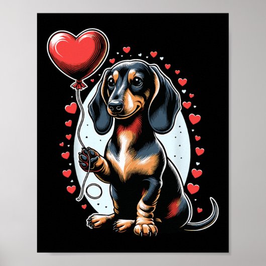 Poster Teckels Saint-Valentin Propriétaire de chien (Devant)