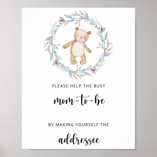 Poster Teddy aide la future maman occupée à adresser une  (Devant)