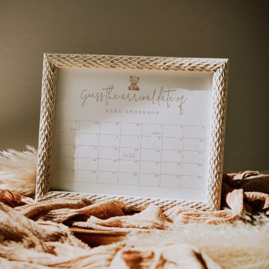 Poster Teddy Bear Baby Shower Guess The Arrival Date