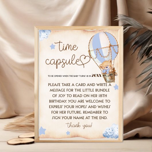 Poster Teddy Bear baby shower heure Capsule Jeu signe