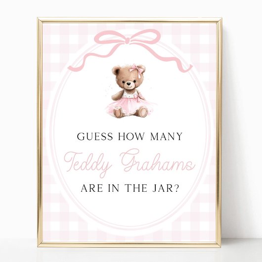 Poster Teddy Bear Baby Shower How Many Teddy Grahams