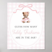 Poster Teddy Bear Baby Shower How Many Teddy Grahams (Devant)