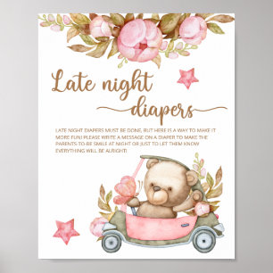 Poster Teddy Bear Baby shower Late Night Diapos