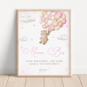 Poster Teddy Bear Baby shower rose Mimosa Bar