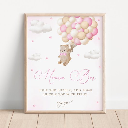 Poster Teddy Bear Baby shower rose Mimosa Bar