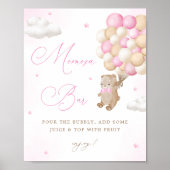 Poster Teddy Bear Baby shower rose Mimosa Bar (Devant)