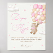 Poster Teddy Bear Baby shower rose Refus de couche (Devant)