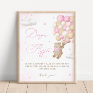 Poster Teddy Bear Baby shower rose Refus de couche