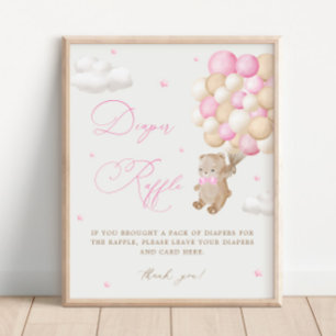 Poster Teddy Bear Baby shower rose Refus de couche