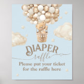 Poster Teddy Bear Balloon Baby shower de couche tombole (Devant)