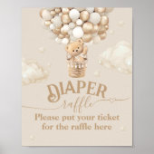 Poster Teddy Bear Balloon Baby shower de couche tombole (Devant)