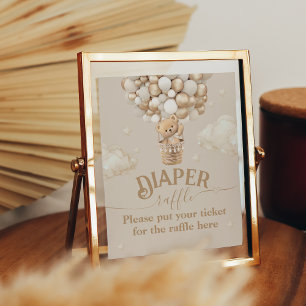 Poster Teddy Bear Balloon Baby shower de couche tombole