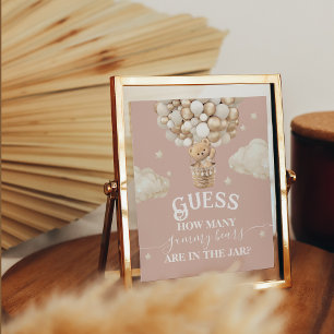 Poster Teddy Bear Balloon Baby shower deviner jeu