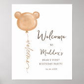 Poster Teddy Bear Balloon Beary Premier anniversaire Bien (Devant)