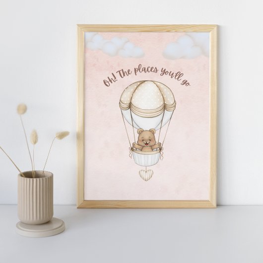 Poster Teddy Bear Balloon Cute Rose Nursering Art Imprime