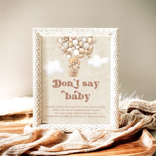 Poster Teddy Bear Balloon Neutral Dont Dire Baby Jeu
