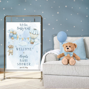 Poster Teddy Bear Balloons Garçon Bearly Wait Baby shower