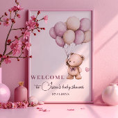 Poster Teddy Bear Bearly Attendre Violet Beige Balloon