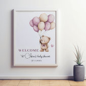 Poster Teddy Bear Bearly Attendre Violet Beige Balloon