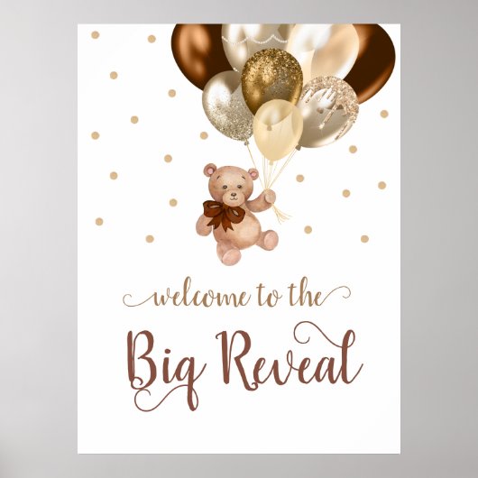 Poster Teddy Bear Bearly Wait Welcome Gender Revela (Devant)