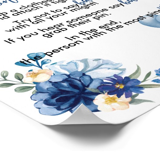 Poster Teddy Bear Blue Balloon Shhh Ne pas dire Baby Game (Coin)