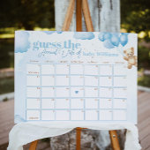 Poster Teddy bear blue Devinez le calendrier des dates d'