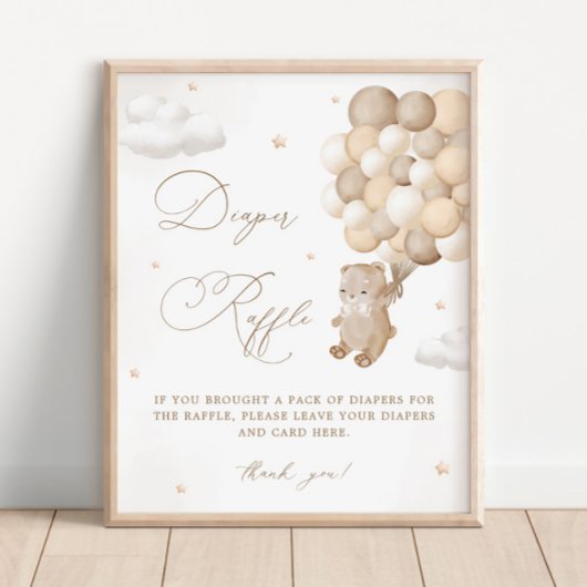 Poster Teddy Bear Brown Baby shower Déchets Raffin