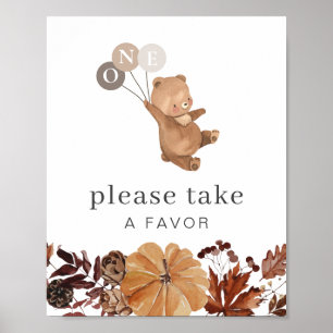 Poster Teddy Bear Citrouille - 1er Anniversaire - Symbole