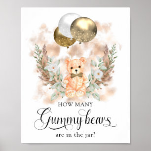 Poster Teddy Bear Devine Combien ? Jeu baby shower