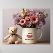 Poster Teddy Bear, Fleurs & Café Mug (Devant)
