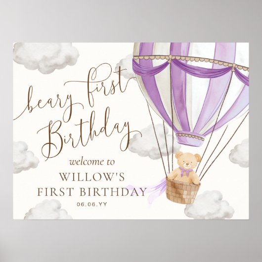 Poster Teddy Bear Hot Air Balloon Beary Premier anniversa (Devant)