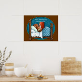 Poster Teddy Bear lit une histoire à son lapin (Cuisine)