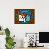 Poster Teddy Bear lit une histoire à son lapin (Bureau à domicile)