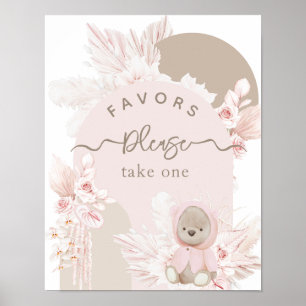 Poster Teddy Bear Moderne Boho Girl Baby shower faveurs