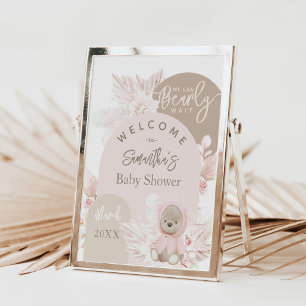 Poster Teddy Bear Moderne Boho Girl Baby shower Planche d