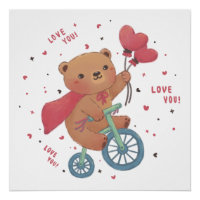 Teddy Bear on Bike : Love You!