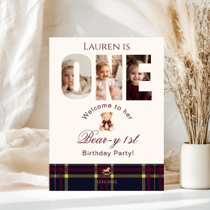 Poster Teddy Bear Photo Beauté 1er anniversaire Bienvenue