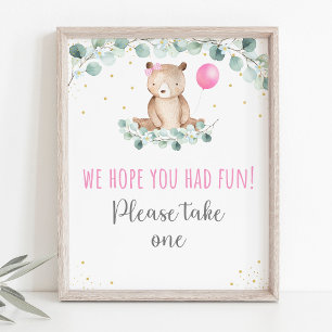 Poster Teddy Bear Pique-nique Rose Floral Signal favori