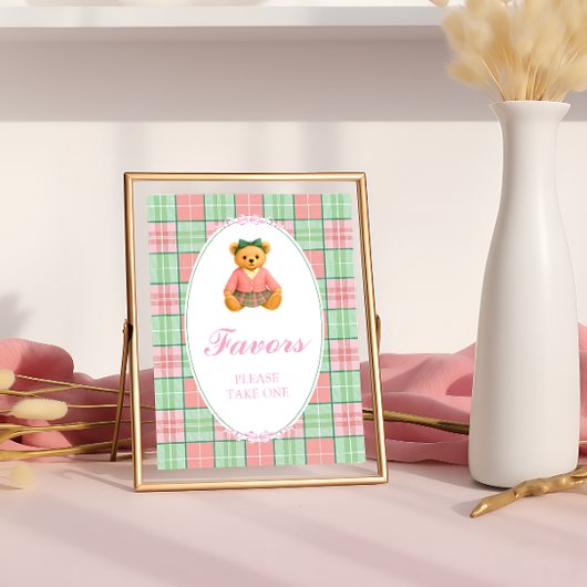 Poster "Teddy Bear Preppy Girl Baby shower Faveurs
