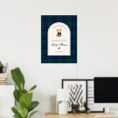 Poster Teddy bear Preppy Plaid Baby Shower Welcome (Bureau à domicile)