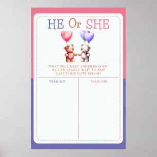 Poster Teddy Bear Thème Sexe Révéler Voter Signal