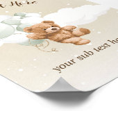 Poster Teddy Bear with Sage Balloons Table Sign (Coin)