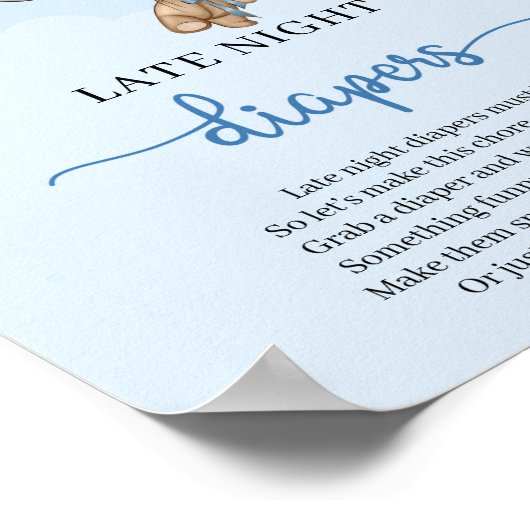 Poster Teddy ours ballon à air chaud Late Night Diapers j (Coin)