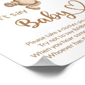 Poster Teddy ours bébé ours ne dit pas baby shower jeu (Coin)