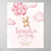 Poster Teddy ours rose ballons bébé fille Livres pour béb (Devant)