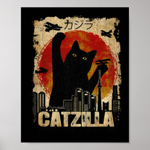 Poster Tee Catzilla vintage - Chaton Et Chat Drôle