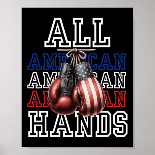 Poster Tee de gants de boxe drapeau américain Toutes les  (Devant)