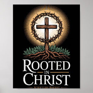 Poster Tee Enraciné Dans Le Christ Jésus Croix Vintage Ch